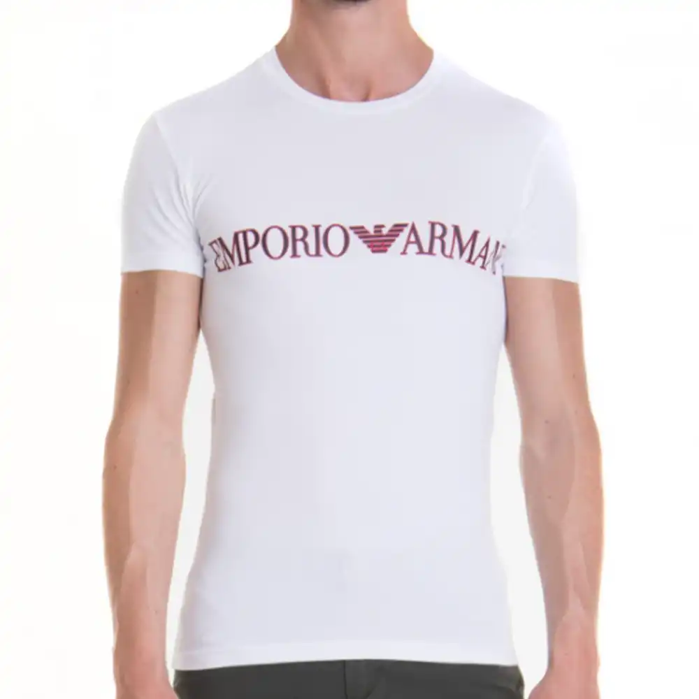 T shirt manche courte homme Emporio Armani Megalogo Blanc - ZESHOES