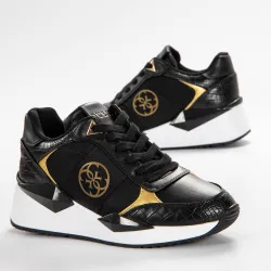 Basket basse femme Guess Gold logo Noir - ZESHOES