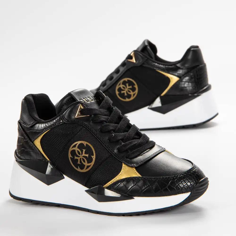 Basket basse femme Guess Gold logo Noir - ZESHOES