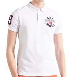 Polo manche courte Superdry Classic superstate Blanc - ZESHOES Polo manche courte Superdry Classic superstate Blanc - ZESHOES