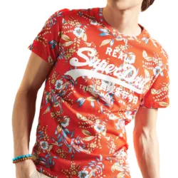 T shirt manche courte homme Superdry All over print Orange - ZESHOES T shirt manche courte homme Superdry All over print Orange - ZESHOES