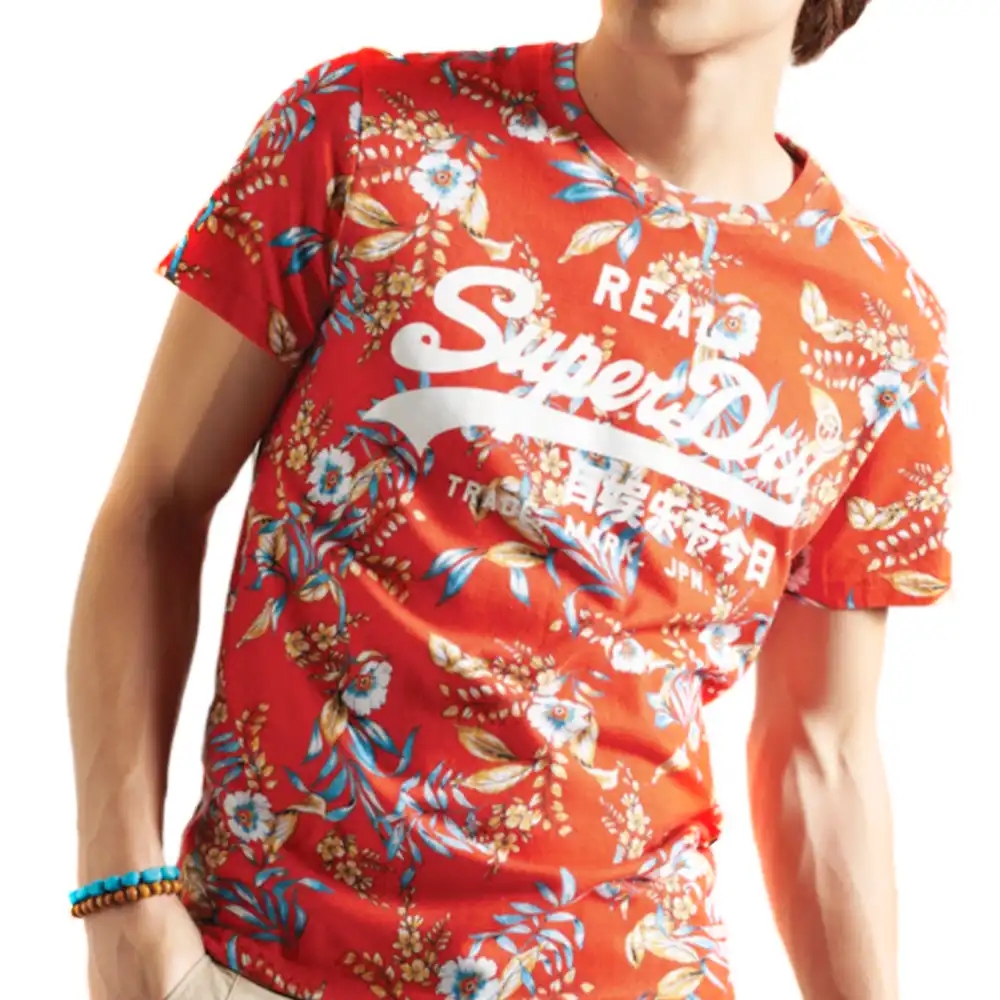 T shirt manche courte homme Superdry All over print Orange - ZESHOES