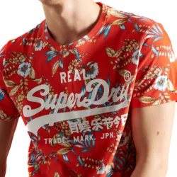 T shirt manche courte homme Superdry All over print Orange - ZESHOES T shirt manche courte homme Superdry All over print Orange - ZESHOES