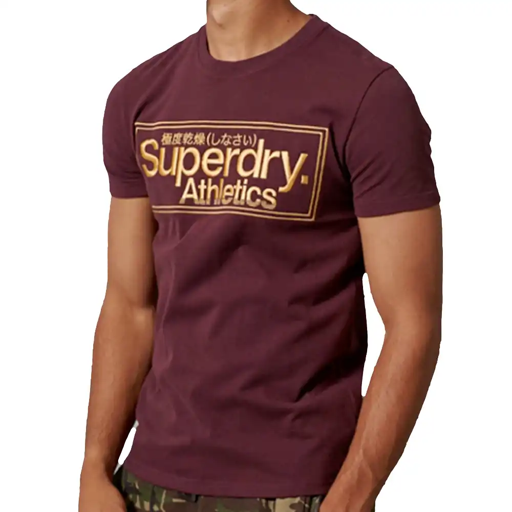 T shirt manche courte homme Superdry Athlétique core logo Bordeaux - ZESHOES