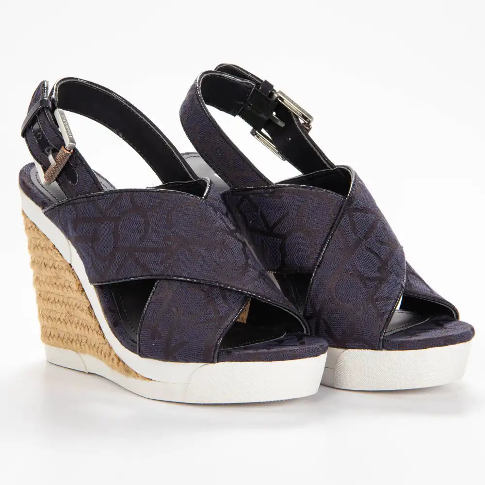 Basket basse femme Calvin Klein Elaine ck logo jacquard Bleu - ZESHOES