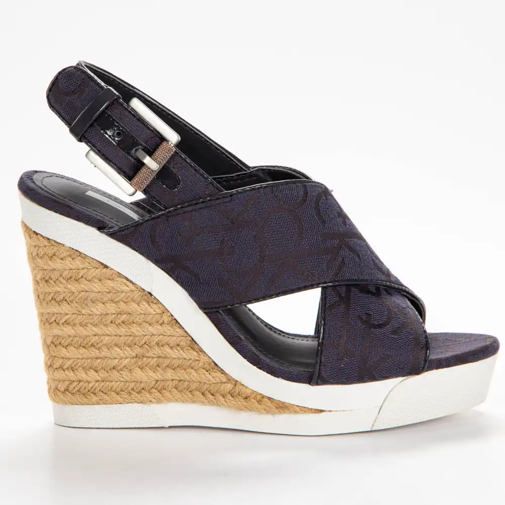 Basket basse femme Calvin Klein Elaine ck logo jacquard Bleu - ZESHOES