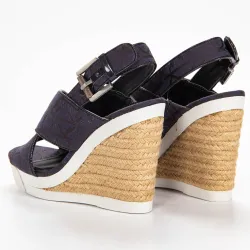 Basket basse femme Calvin Klein Elaine ck logo jacquard Bleu - ZESHOES