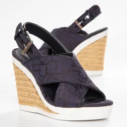 Basket basse femme Calvin Klein Elaine ck logo jacquard Bleu - ZESHOES
