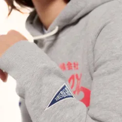 Sweat capuche femme Superdry Collegiat caligraphic Gris - ZESHOES Sweat capuche femme Superdry Collegiat caligraphic Gris - ZESHOES
