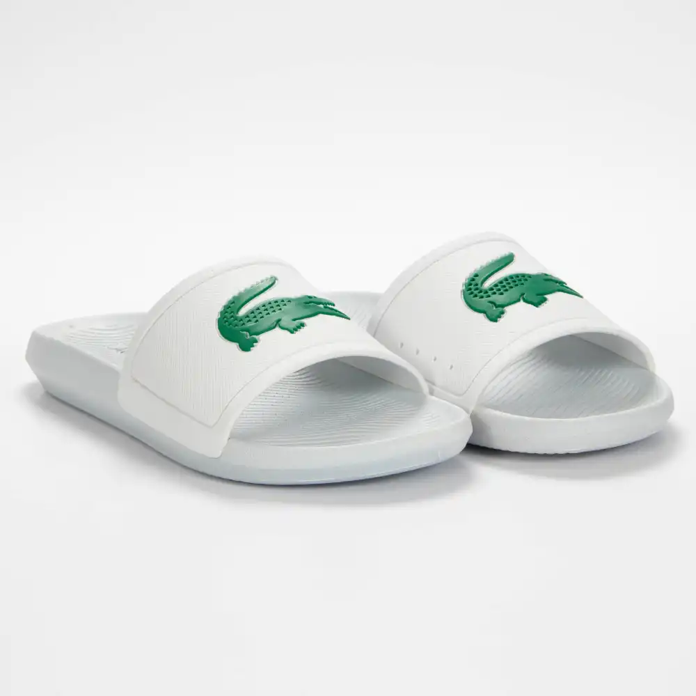 Claquette homme Lacoste Croco slide 119 Blanc - ZESHOES