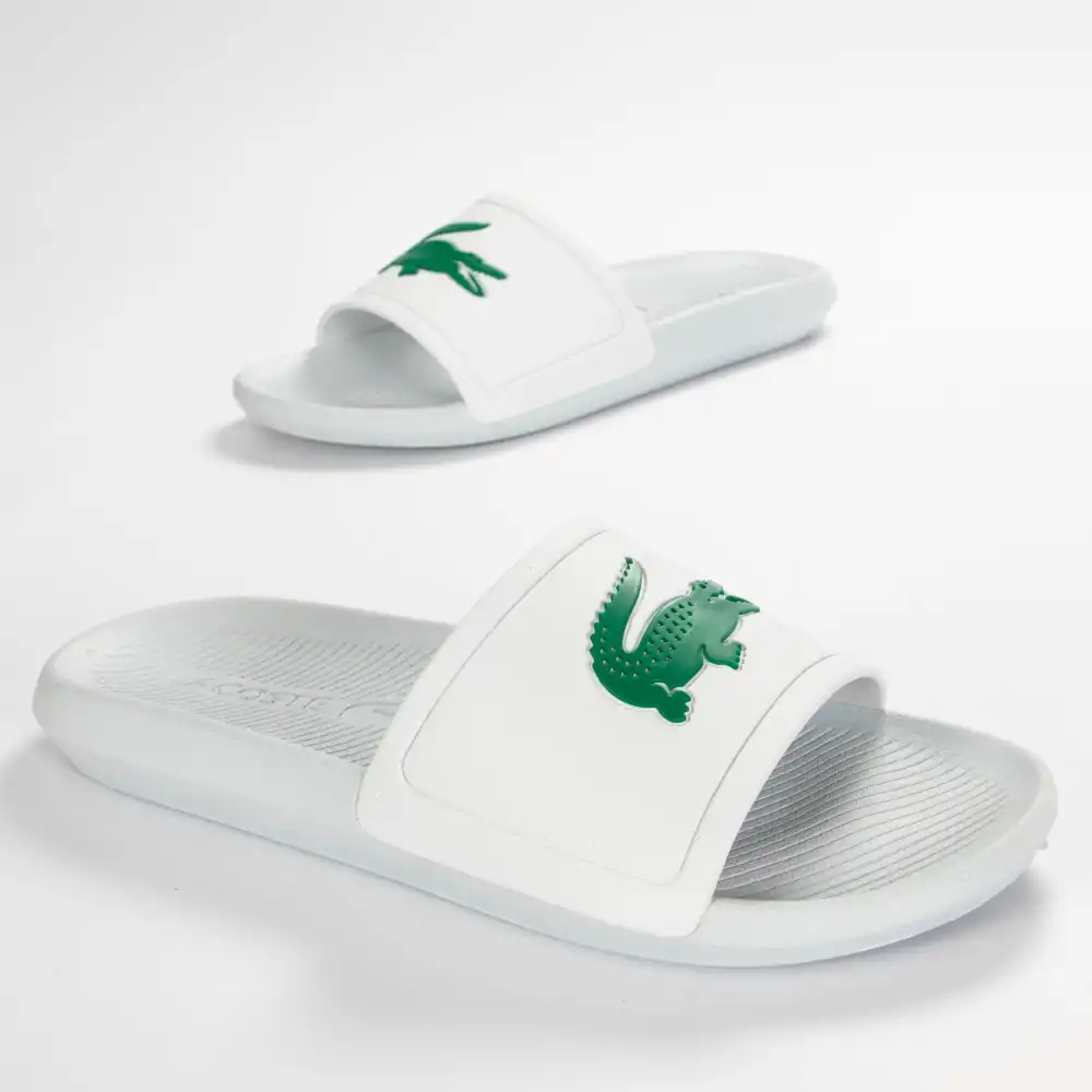 Claquette homme Lacoste Croco slide 119 Blanc - ZESHOES
