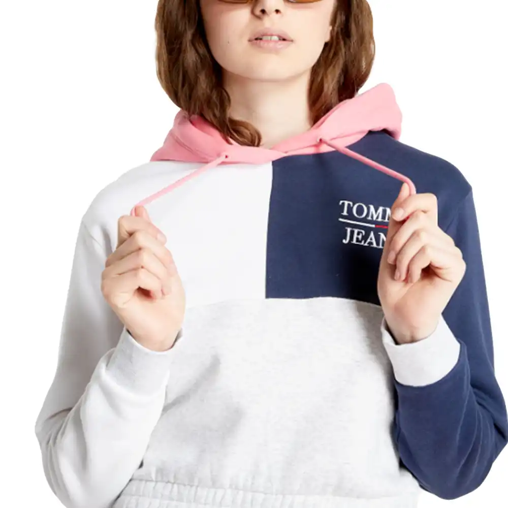 Sweat shirt femme Tommy Jeans Colorblock Blanc - ZESHOES