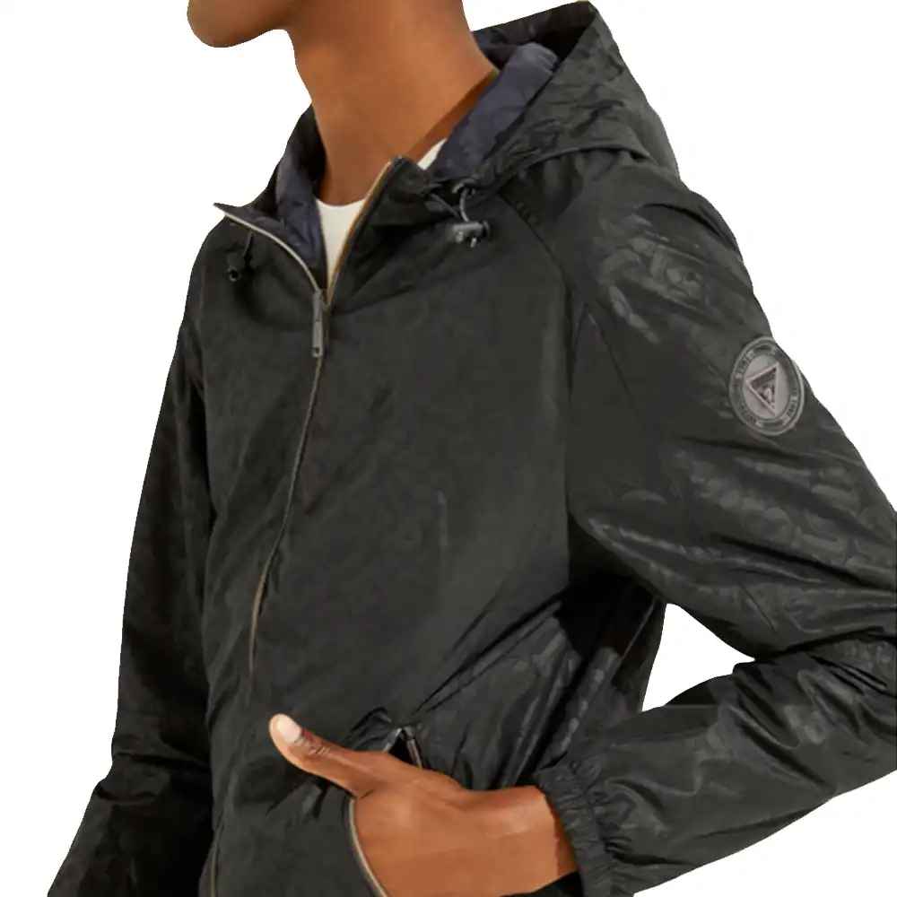 Coupe vent homme Guess Eco logo Noir - ZESHOES