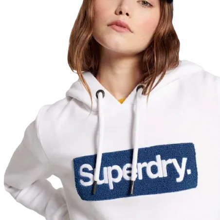 Sweat capuche femme Superdry Blanc Core logo 