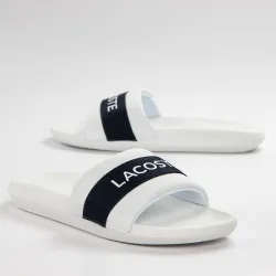 Claquette homme Lacoste Croco slide 0721 Blanc - ZESHOES