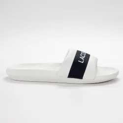 Claquette homme Lacoste Croco slide 0721 Blanc - ZESHOES