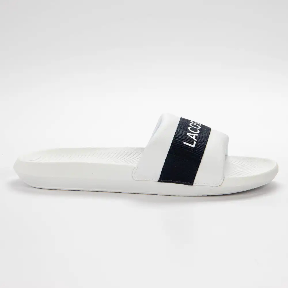 Claquette homme Lacoste Croco slide 0721 Blanc - ZESHOES