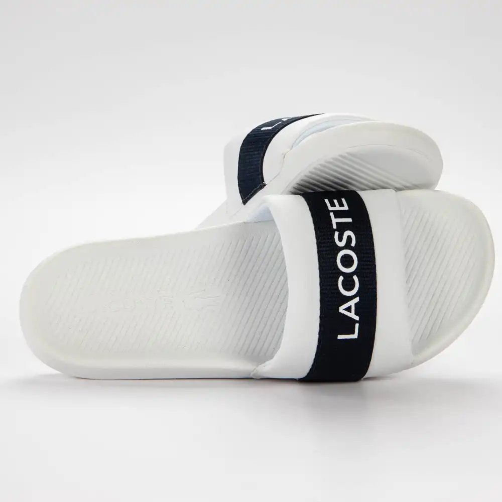 Claquette homme Lacoste Croco slide 0721 Blanc - ZESHOES