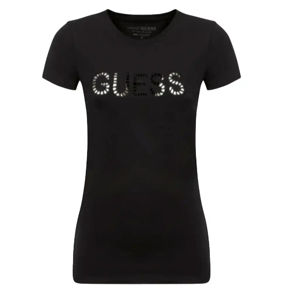 Tee shirt manche courte femme Guess Big star logo Noir - ZESHOES