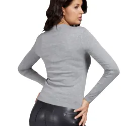 Pull femme Guess Logo strass Gris - ZESHOES Pull femme Guess Logo strass Gris - ZESHOES
