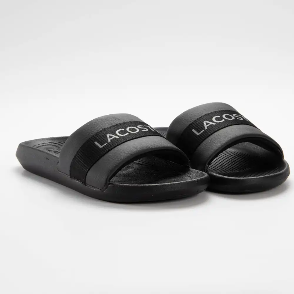 Claquette homme Lacoste Croco slide Noir - ZESHOES