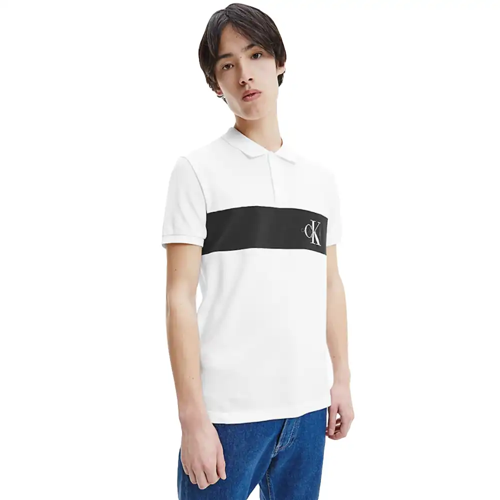 Polo manche courte Calvin Klein Classic ligne Blanc - ZESHOES