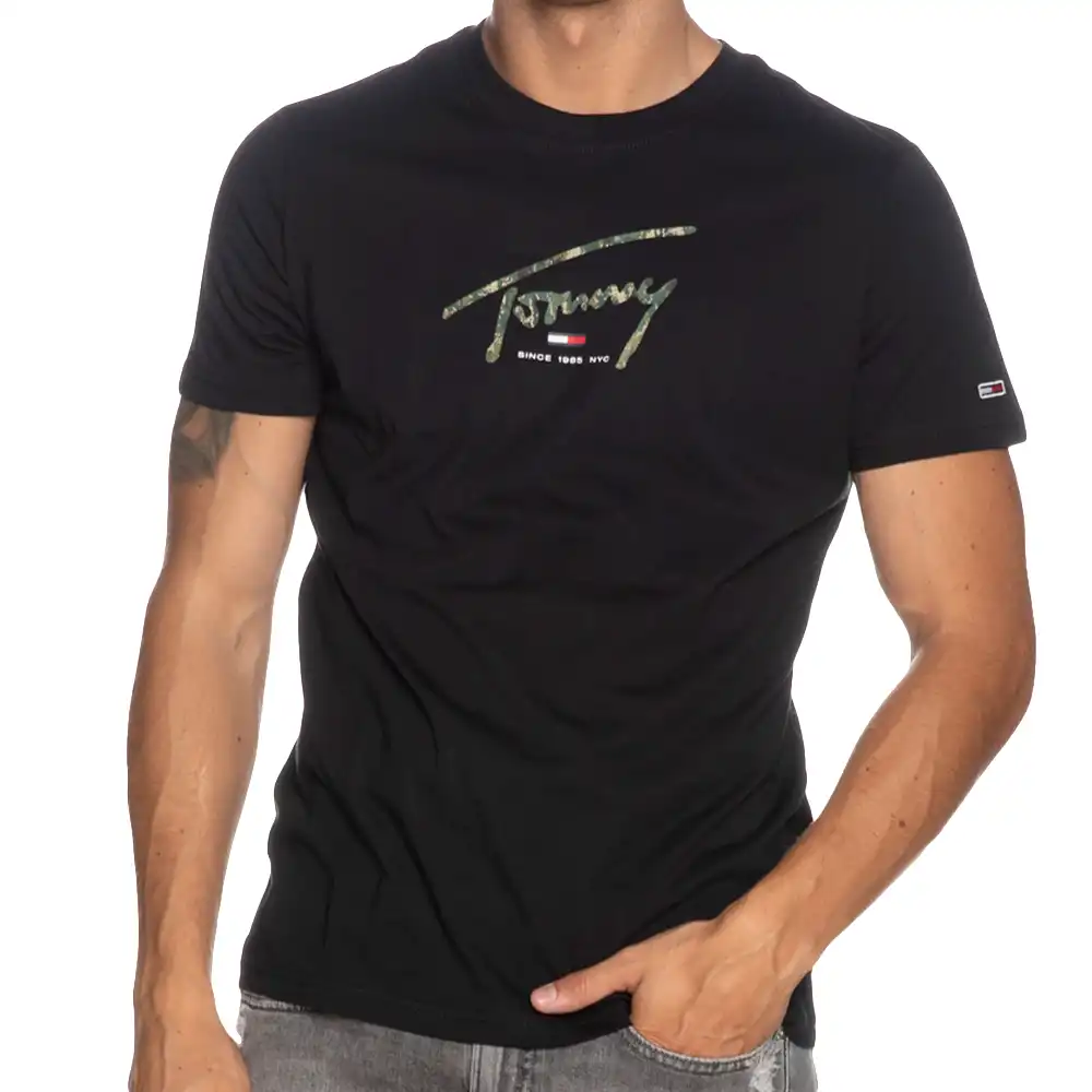T shirt manche courte homme Tommy Jeans Logo signature camo Noir - ZESHOES