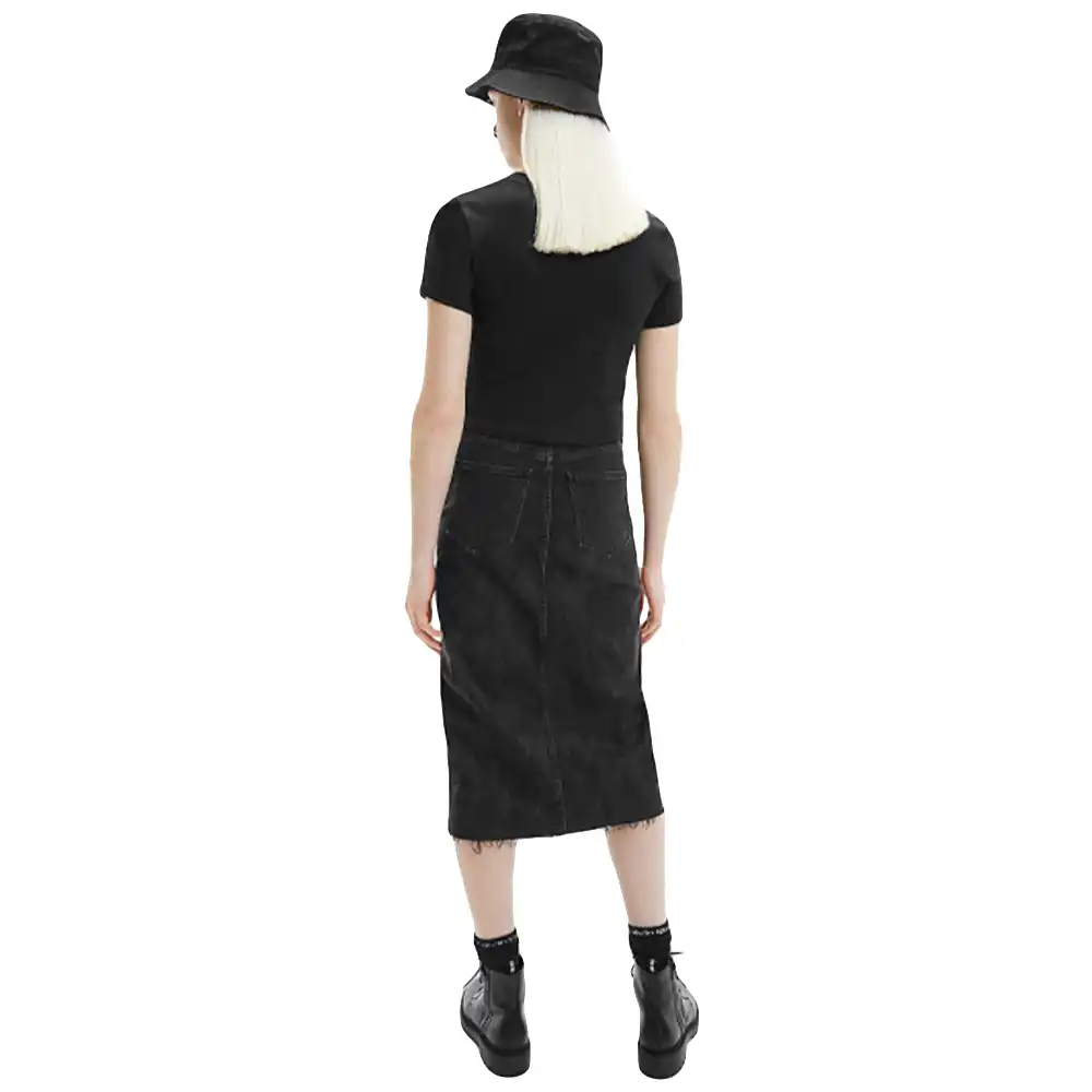 Tee shirt manche courte femme Calvin Klein Mini logo Noir - ZESHOES