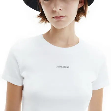Tee shirt manche courte femme Calvin Klein Blanc Mini logo