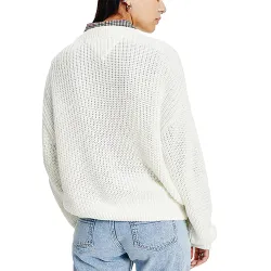Pull femme Tommy Jeans big logo flag Blanc - ZESHOES Pull femme Tommy Jeans big logo flag Blanc - ZESHOES