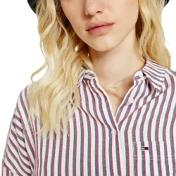Chemise manche longue femme Tommy Jeans Boxy rayée Multicolor - ZESHOES Chemise manche longue femme Tommy Jeans Boxy rayée Multicolor - ZESHOES