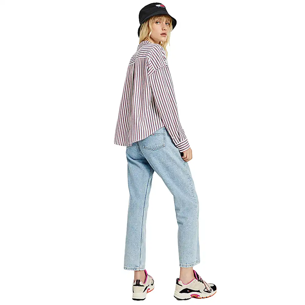 Chemise manche longue femme Tommy Jeans Boxy rayée Multicolor - ZESHOES Chemise manche longue femme Tommy Jeans Boxy rayée Multicolor - ZESHOES