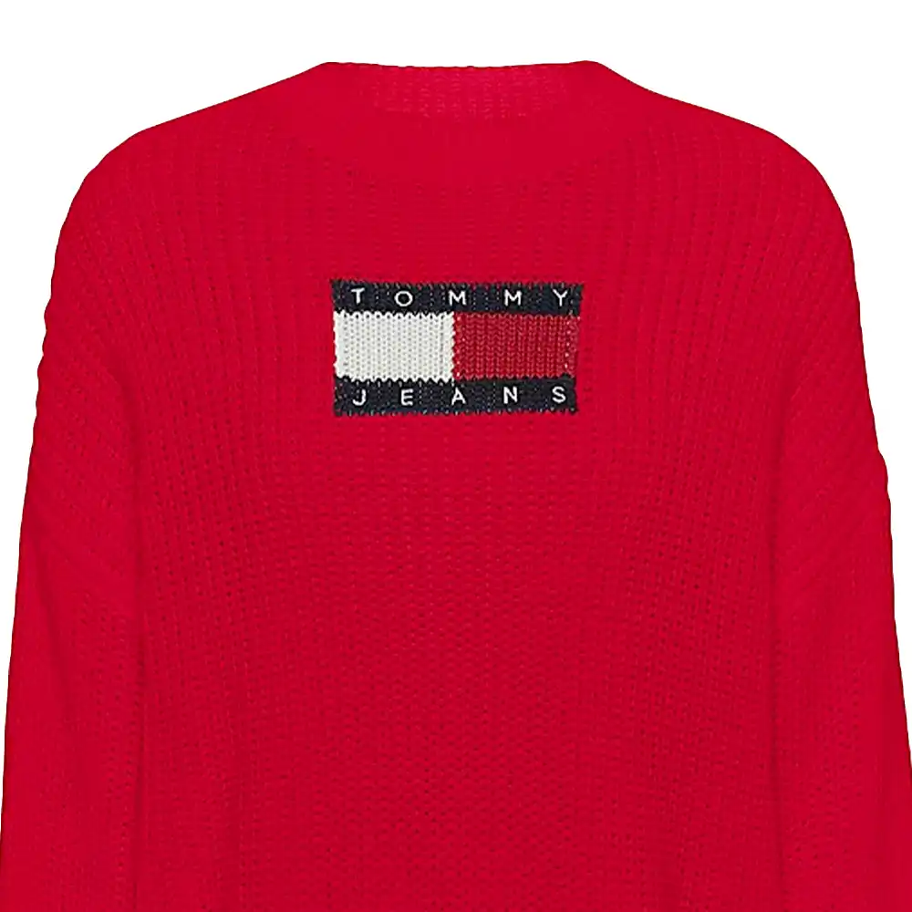 Pull femme Tommy Jeans Big badge Rouge - ZESHOES Pull femme Tommy Jeans Big badge Rouge - ZESHOES