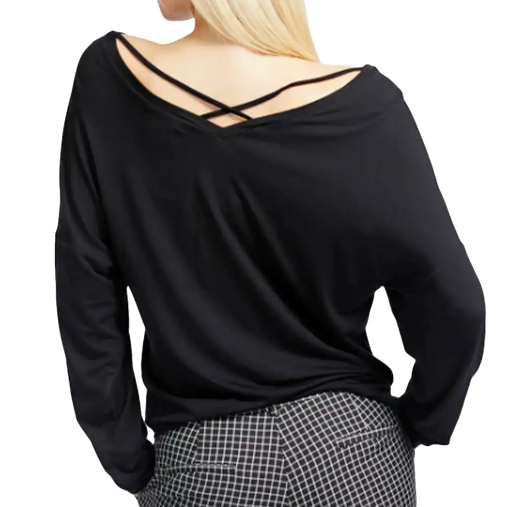 Tee shirt manche longue femme Guess Style new Noir - ZESHOES Tee shirt manche longue femme Guess Style new Noir - ZESHOES