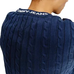 Pull homme Tommy Jeans Little flag logo Bleu - ZESHOES