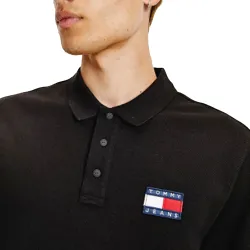 Polo manche courte Tommy Jeans Original flag Noir - ZESHOES