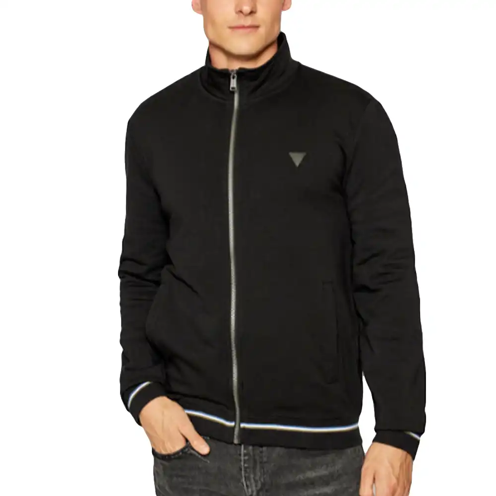 Sweat zippé homme Guess Classic logo triangle Noir - ZESHOES