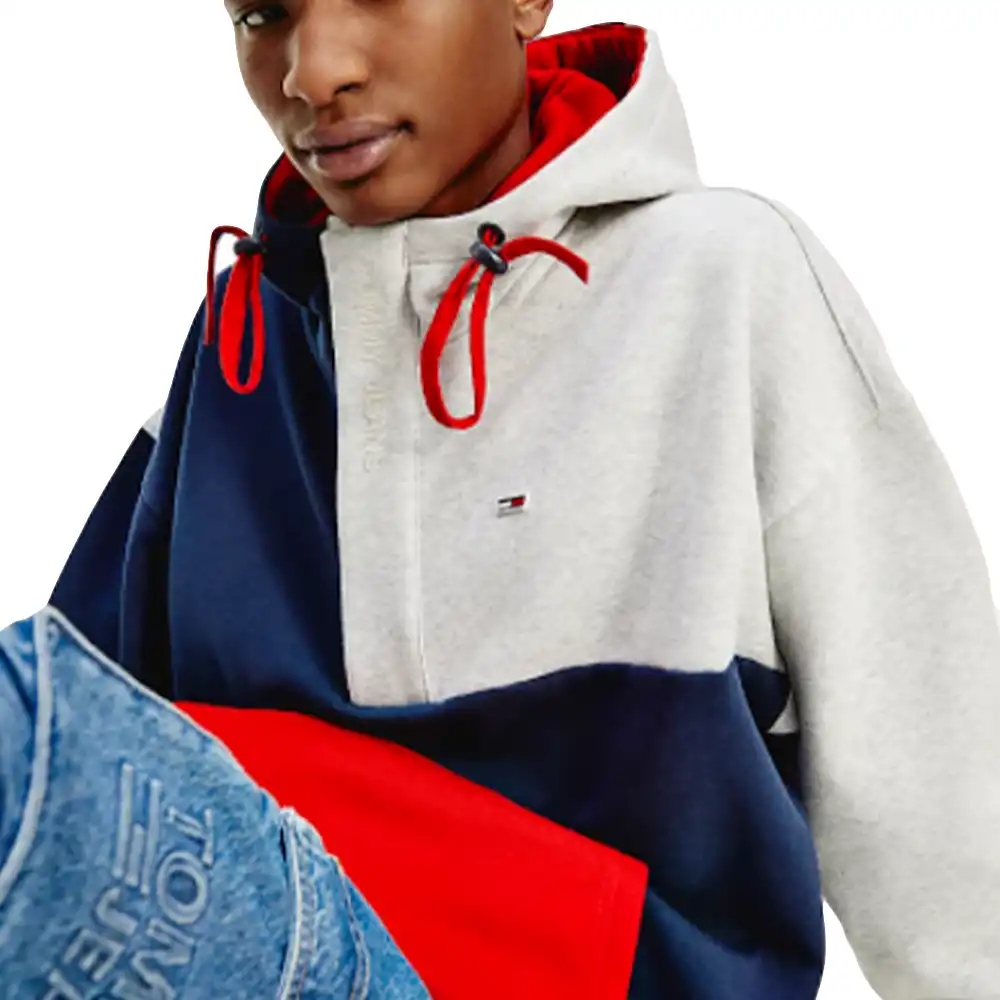 Sweat capuche homme Tommy Jeans Block color Bleu - ZESHOES