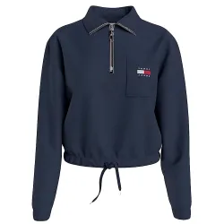 Sweat shirt femme Tommy Jeans flag logo classic Bleu - ZESHOES