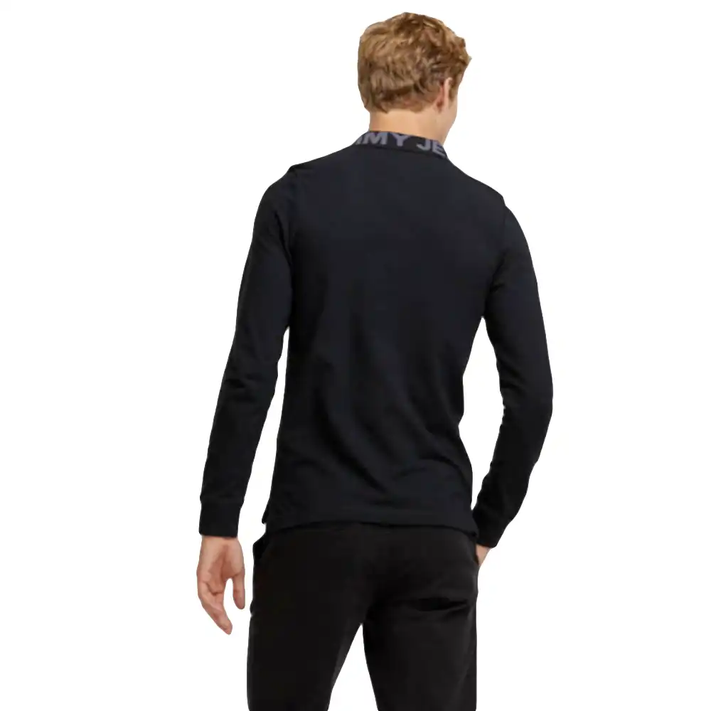 Polo manche longue Tommy Jeans Classic flag Noir - ZESHOES