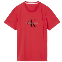 T shirt manche courte homme Calvin Klein Archival monogram flock tee Rouge - ...