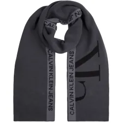 Echarpe homme Calvin Klein Cotton tape scarf Gris - ZESHOES