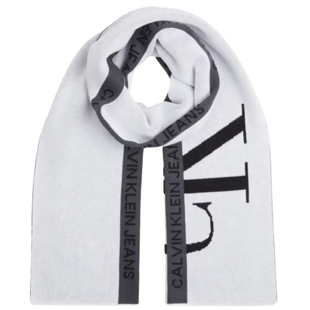 Echarpe homme Calvin Klein Cotton tape scarf Blanc - ZESHOES