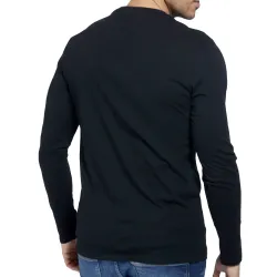 T shirt manche longue homme Guess Classic logo triangle Noir - ZESHOES