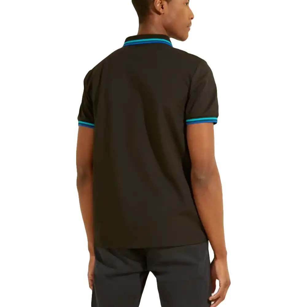 Polo manche courte Guess Classic logo triangle Noir - ZESHOES Polo manche courte Guess Classic logo triangle Noir - ZESHOES