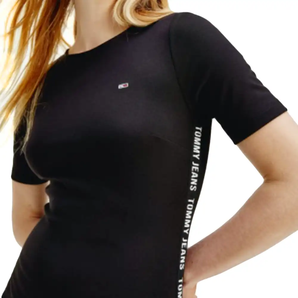 Robe femme Tommy Jeans Bodycon tape dress Noir - ZESHOES