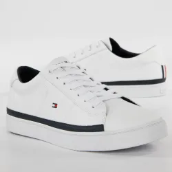 Basket de ville basse homme Tommy Jeans Essential leather sneaker Blanc - ZES...
