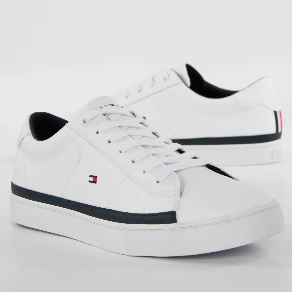 Basket de ville basse homme Tommy Jeans Essential leather sneaker Blanc - ZES...