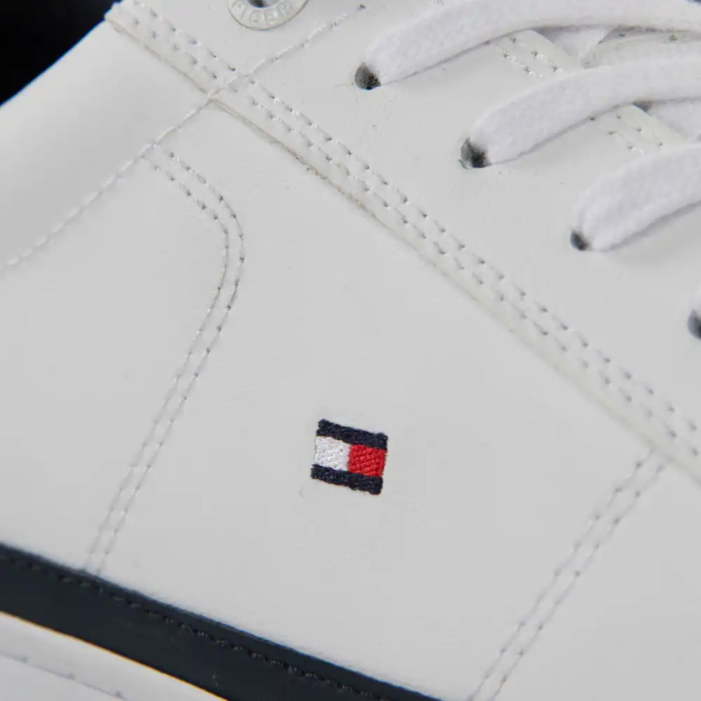 Basket de ville basse homme Tommy Jeans Essential leather sneaker Blanc - ZES...