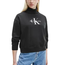 Sweat shirt femme Calvin Klein Oversized roll neck Noir - ZESHOES